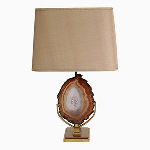 Vintage Brass Table Lamp with Agate