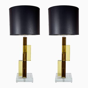 Bases de lámpara de mesa vintage de cristal de Murano. Juego de 2