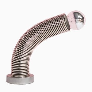 Chrom-Spirallampe oder Federtischlampe, 1970er
