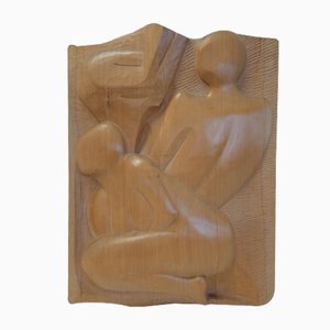 Sculpture Bas-Relief en Bois par Filippetti, 1975