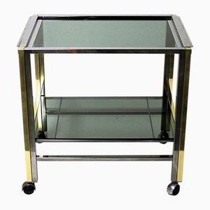 Vintage Brass & Chrome Two Tier Bar Trolley, 1970s