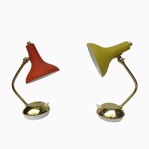 Lampes de Bureau en Laiton et Laque, 1950s, Set de 2