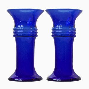 Cobalt Blue Glass Vases by Michael E. Bang for Holmegaard, 1980s, Set of 2