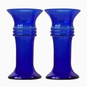 Vasi in vetro blu di Michael E. Bang per Holmegaard, anni '80, set di 2