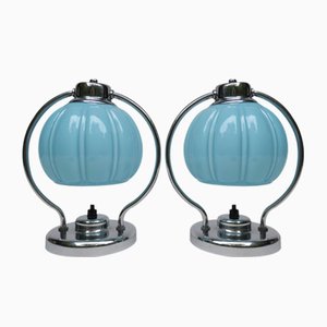 Lampade vintage da comodino cromate, set di 2