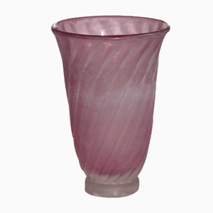 Jarrón de cristal de Murano Scavo en rosa de Gino Cenedese, años 50