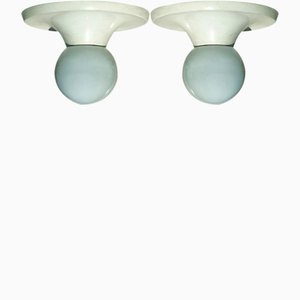 White Light Ball Flush Mounts by Castiglioni Brothers for Flos, 1965, Set of 2