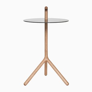 Yot Side Table in Oak & Black Corian from Florian Saul Design Developement