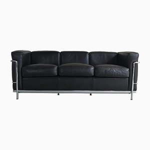 Italian Modern Sofas Online At Pamono Lc2 Dark Brown Leather 3 Seater Sofa By Le Corbusier Pierre Jeanneret