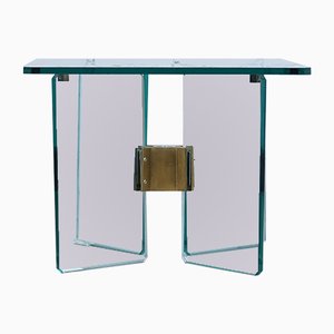 Vintage Glass & Brass Side Table by Peter Ghyczy, 1970s