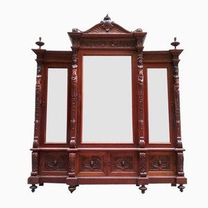 Armoire Antique avec Trois Portes avec Miroir, 1900s