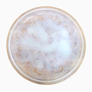 Large Opalescent Bird of Paradise Dish by Pierre D'Avesn, 1930s