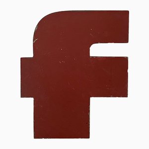 Vintage Industrial Metal Letter F