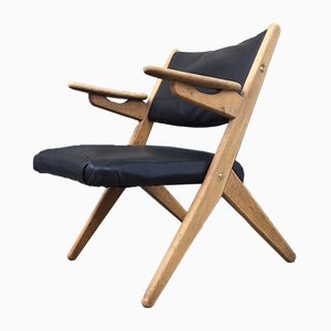 Danish Oak & Leather Lounge Chair by Arne Hovmand Olsen, 1960s