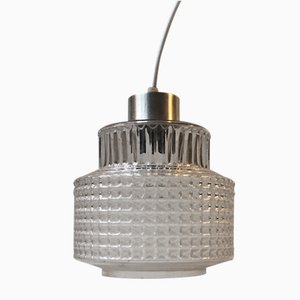 Lámpara colgante danesa moderna de vidrio y latón de Vitrika, años 60