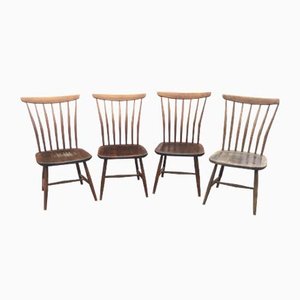 Scandinavian Beech Dining Chairs by Bengt Akerblom and Gunnar Eklöf, 1950s, Set of 4