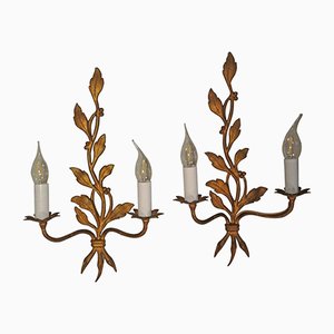 Appliques Mid-Century en Bronze Doré, Set de 2