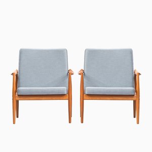 Sillones Mid-Century de teca de Kai Kristiansen para Fritz Hansen. Juego de 2