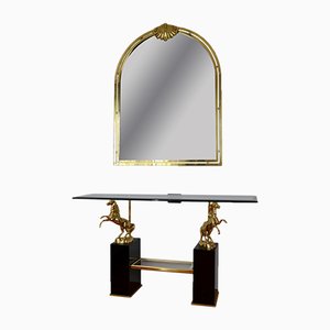 Vintage Console Table with Mirror, 1970s, Set of 2