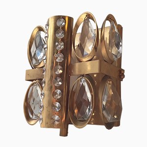 Vintage Danish Modern Crystal & Gilt Sconce, 1970s