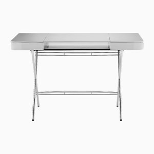 Cosimo Desk with Grey Glossy Lacquered Top & Chrome Frame by Marco Zanuso Jr. for Adentro