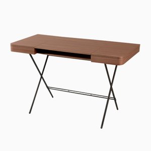 Cosimo Desk with Walnut Veneer Top & Dark Brown Frame by Marco Zanuso Jr. for Adentro, 2017
