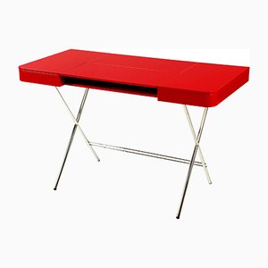 Cosimo Desk with Red Glossy Lacquered Top by Marco Zanuso Jr. for Adentro, 2017