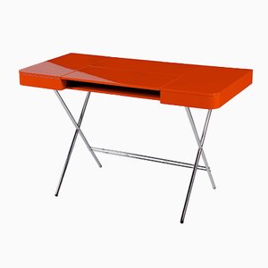 Cosimo Desk with Orange Glossy Lacquered Top by Marco Zanuso Jr. for Adentro, 2017