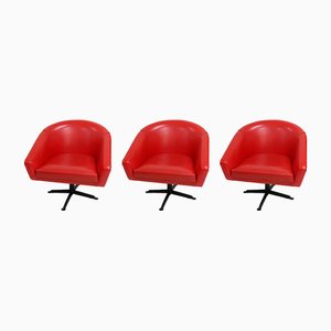 Red Armchairs, 1960s, Set of 3