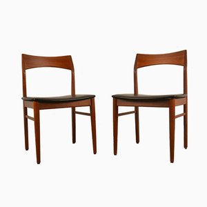 Leather and Teak Chairs by Henning Kjærnulf for Vejle Mobelfabrik, 1960s, Set of 2