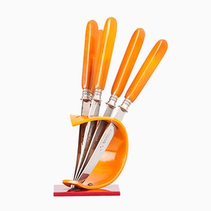 Fruit Knives with Bakelite Stand by Otto Hammesfahr for Bestecke Solingen, 1950s