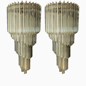 Large Italian Murano Glass Wall Sconces, 1985, Set of 2