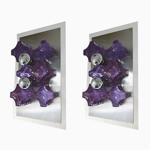 Pressed Glass & Stainless Steel Sconces from Biancardi & Jordan Arte, 1970s, Set of 2