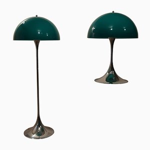 Grüne Panthella Lampen von Verner Panton für Louis Poulsen, 2er Set