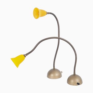 Iron and Yellow Glass Lamps by Rob Nollet, 1980s, Set of 2