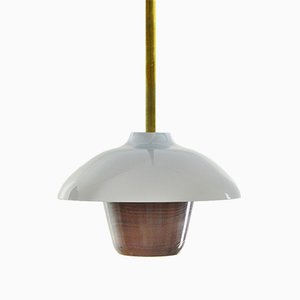 Lantern Pendant in Mocha, Moire Collection, Hand-Blown Glass by Atelier George