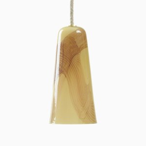 Delta Pendant Lamp in Sand Beige & Moka, Moire Collection, Hand-Blown Glass by Atelier George