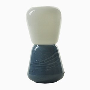 Lampada da tavolo Duo grigio-blu, Moire Collection, vetro soffiato di Atelier George