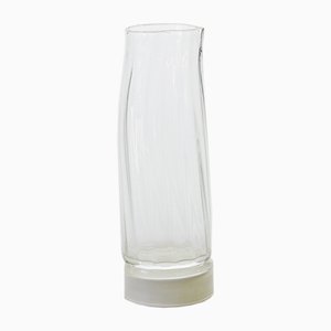 Carafe with Beige Base, Moire Collection, Hand-Blown Glass by Atelier George