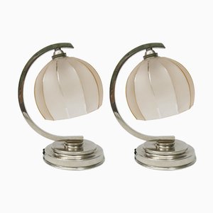 Vintage French Art Deco Bedside Table Lamps, Set of 2