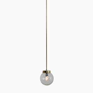 Mid-Century Modern Brass Pendant with Structured Glass, 1970s