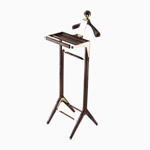 Classical Valet Stand in Brass & Black Walnut by Honorific