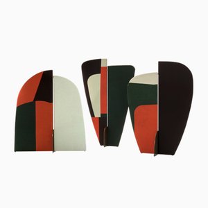 Paraventi Kazimir in verde, rosso, bianco e nero di Julia Dodza per Colé, set di 3