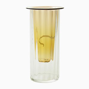 Bernsteinfarbene Vase aus mundgeblasenem Glas, Moire Collection von Atelier George