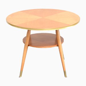 Table d'Appoint Mid-Century en Laiton et Merisier