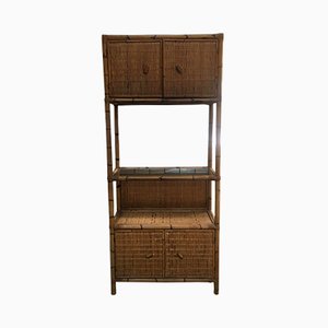 Mid-Century Italian Modern Bamboo Storage Unit with Shutters and Shelf, 1970s