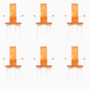 Sillas de comedor italianas de cuero curtido de Giancarlo Vegni & Gianfranco Gualtierotti para Fasem, años 80. Juego de 6