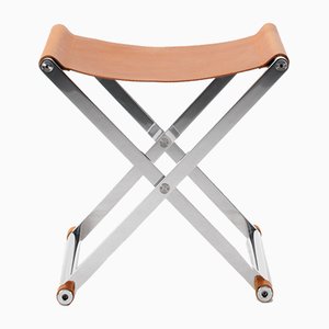 Andrea Foldable Stool In Leather By Enrico Tonucci , Tonucci Collection