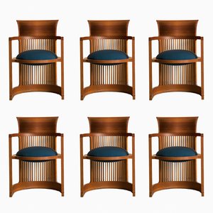 Taliesin Barrel Chairs by Frank Lloyd Wright for Cassina, 1980s, Set of 6