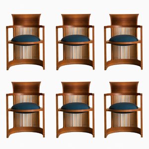 Taliesin Barrel Chairs by Frank Lloyd Wright for Cassina, 1980s, Set of 6